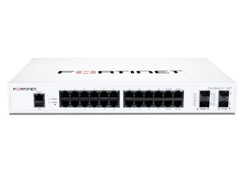 FS-124F-POE Fortinet FortiSwitch 24-Ports PoE+ RJ-45 + 4-Ports SFP+ Managed Network Switch