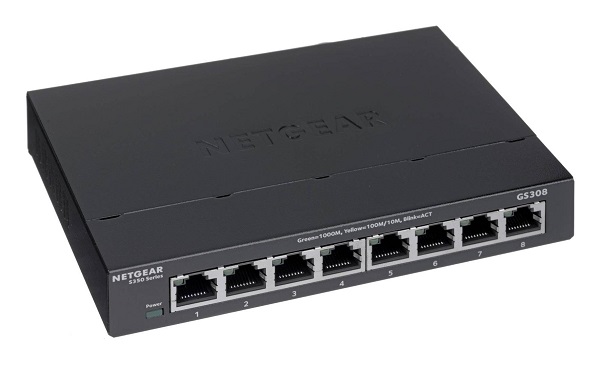 GS308-300UKS Netgear 300 GS308 8 x RJ-45 Ports 10/100/1000Base-T Gigabit Ethernet Switch