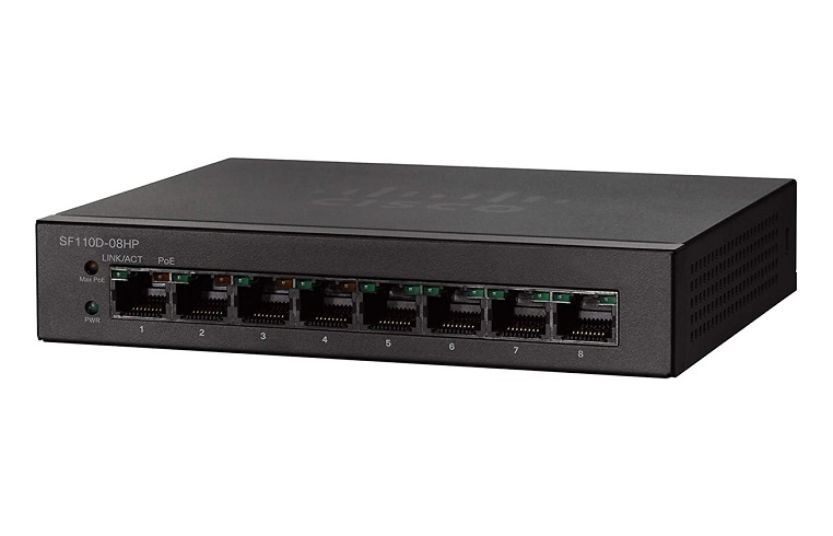 SF110D-08 Cisco Small Business SF110D 8-Port x 100Base-TX RJ-45 Unmanaged Wallmount Switch