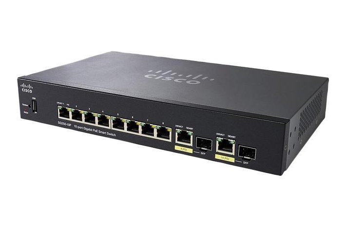 SG350-10-K9-NA Cisco SG350-10 8-Ports 10/100/1000Base-T + 2 x Ports Combo SFP GBE Network Switch